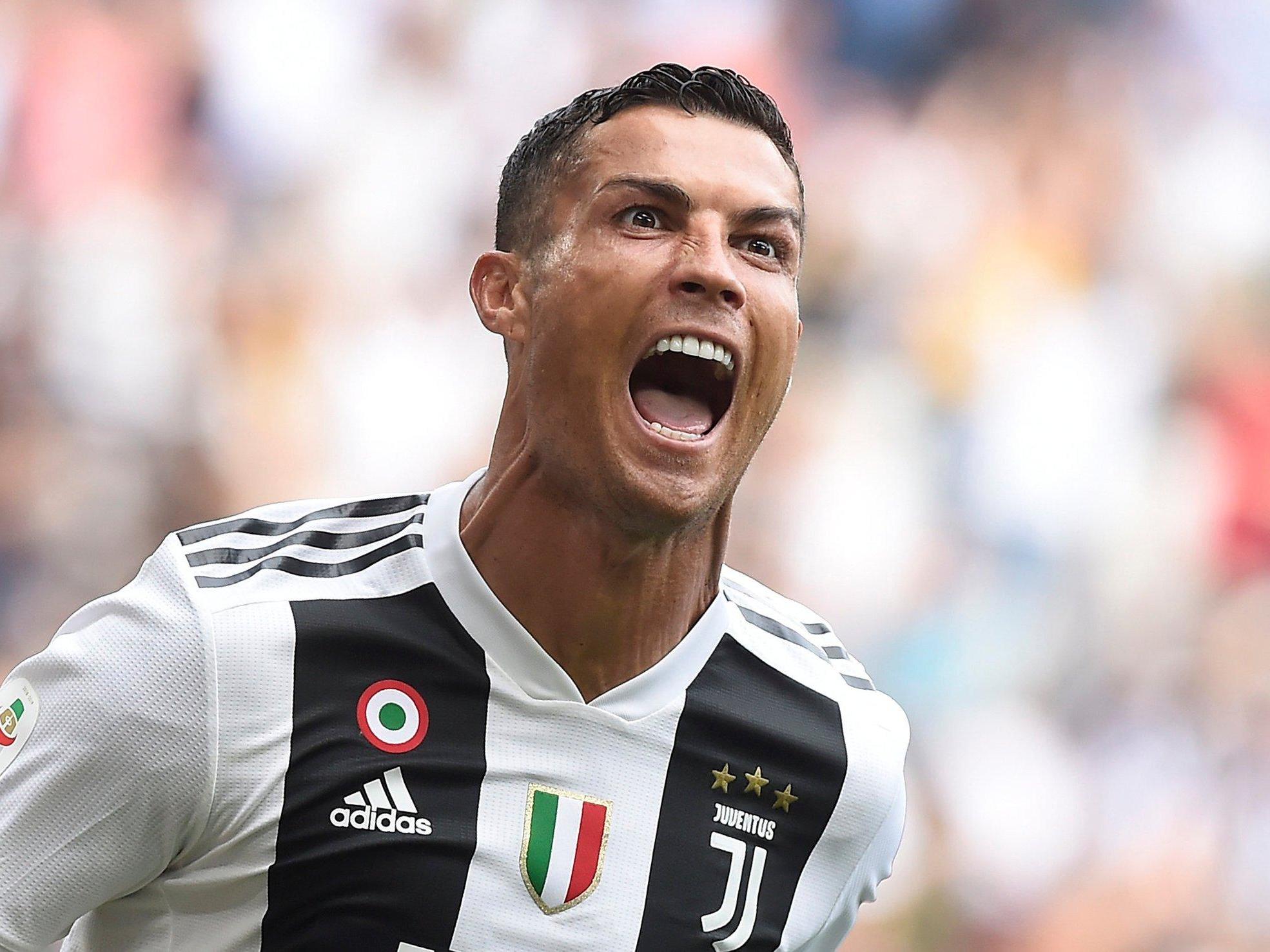 Cristiano Ronaldo celebrates his first Juventus goal