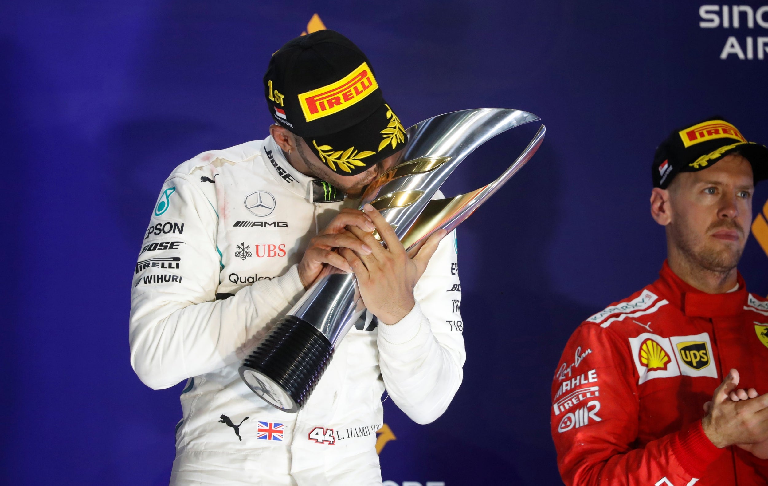 Lewis Hamilton was delighted and a little surprised to win in Singapore (Reuters)