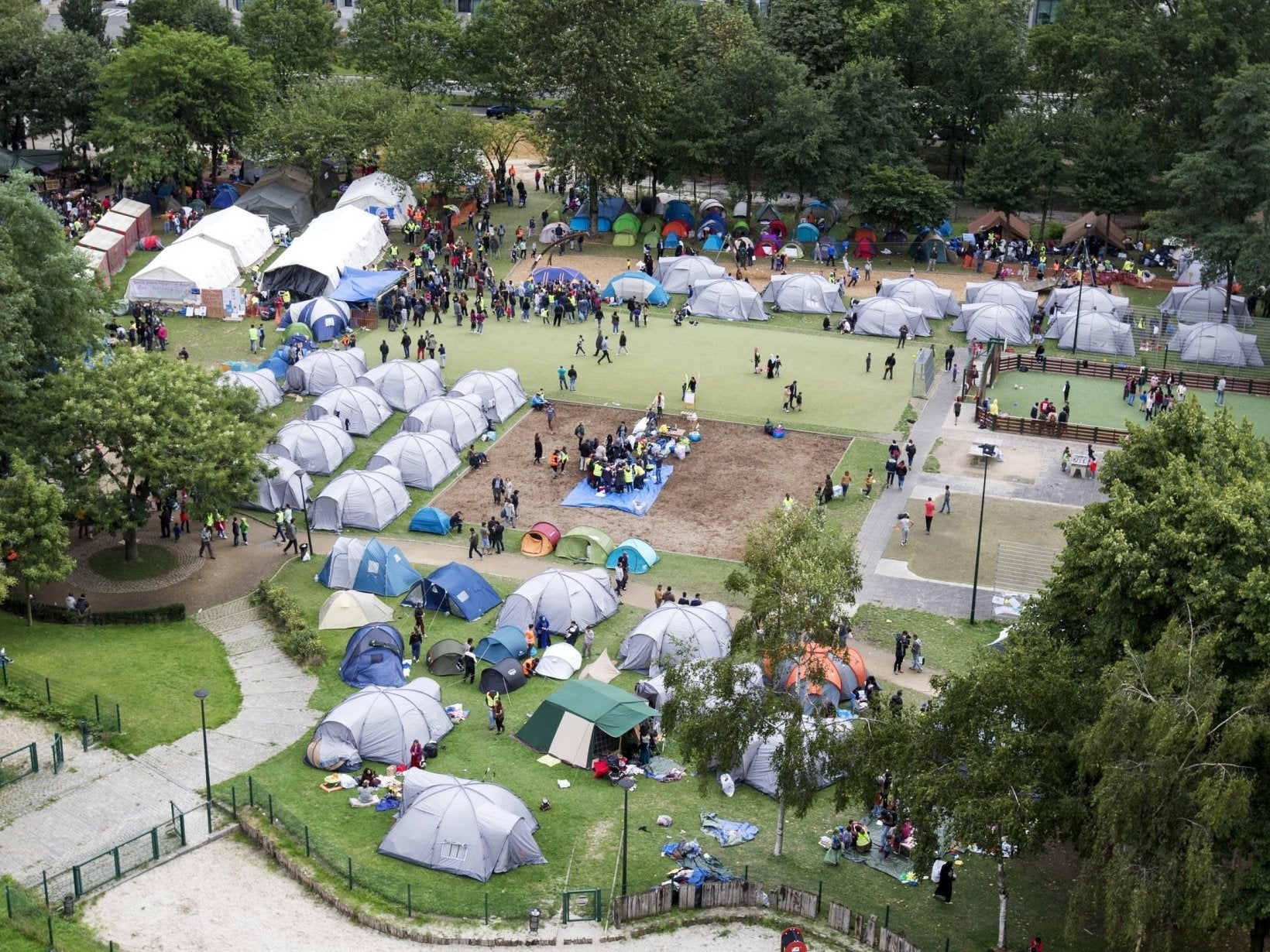 The attack happened near the Park Maximilien, where asylum seekers routinely camp (REUTERS/Yves Herman)