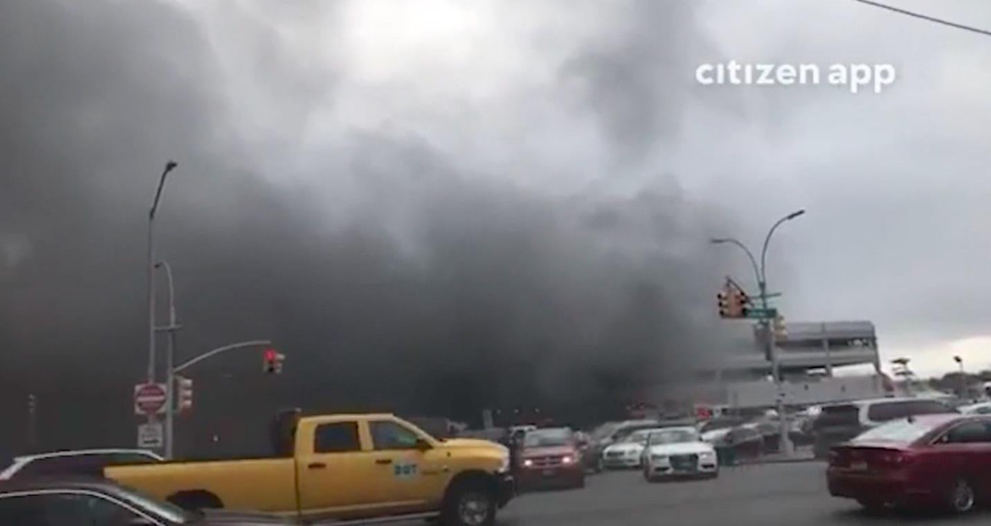 Local residents in Brooklyn, New York used the Citizen app to live stream a massive fire erupting nearby the Kings Plaza Centre 17 September 2018