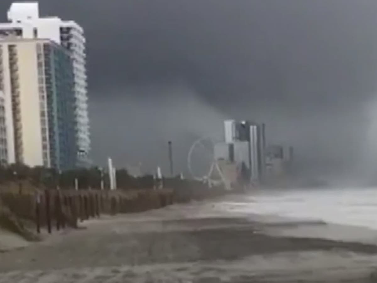 Hurricane Florence Waterspout forms off Myrtle Beach shore prompting