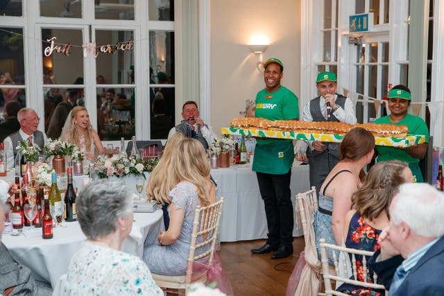James Coad had his wedding speech interrupted by six-foot subway sandwich delivery