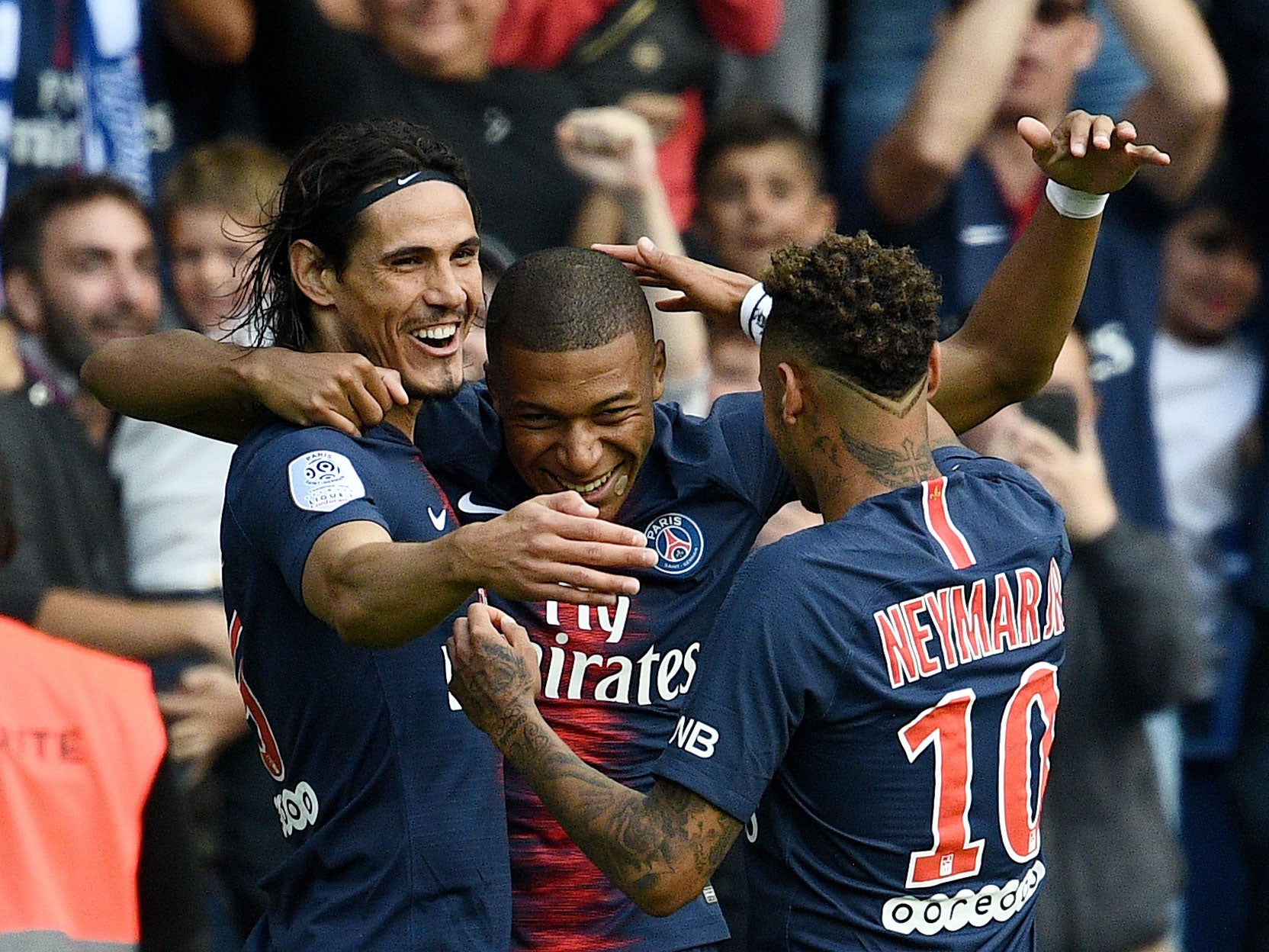 Edinson Cavani, Kylian Mbappé and Neymar make a fearsome front three