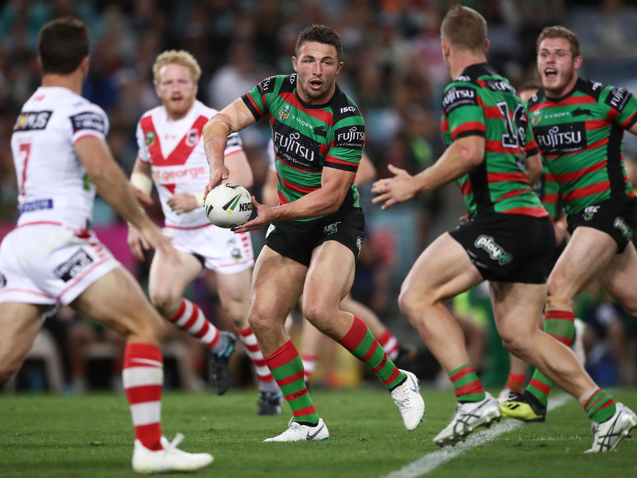 Sam Burgess in action for the Rabbitohs over the weekend