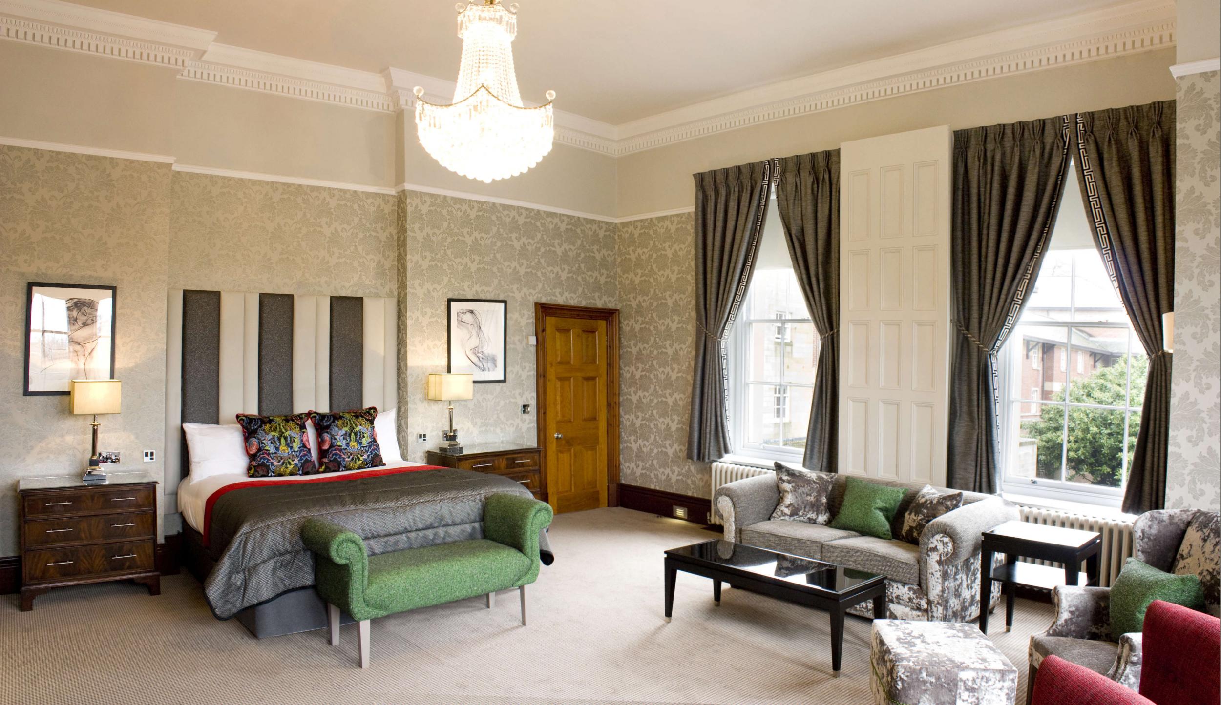 One of the airy and spacious bedroom suites at Oulton Hall