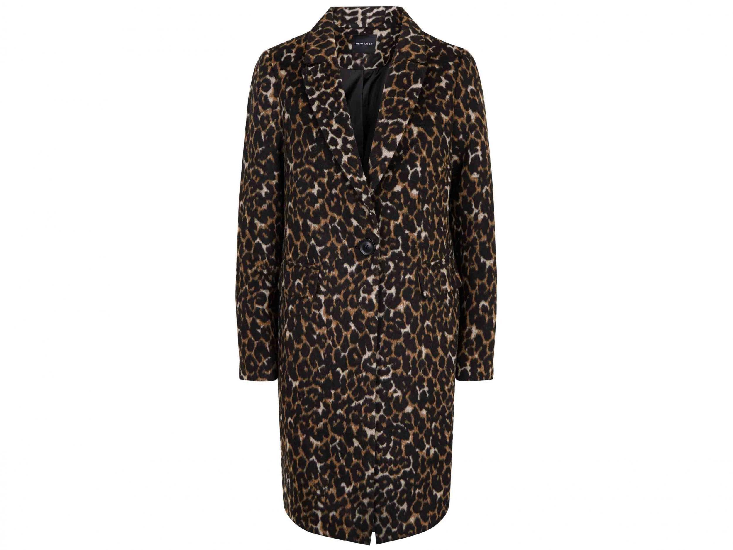 Brown leopard print longline coat, £39.99, New Look