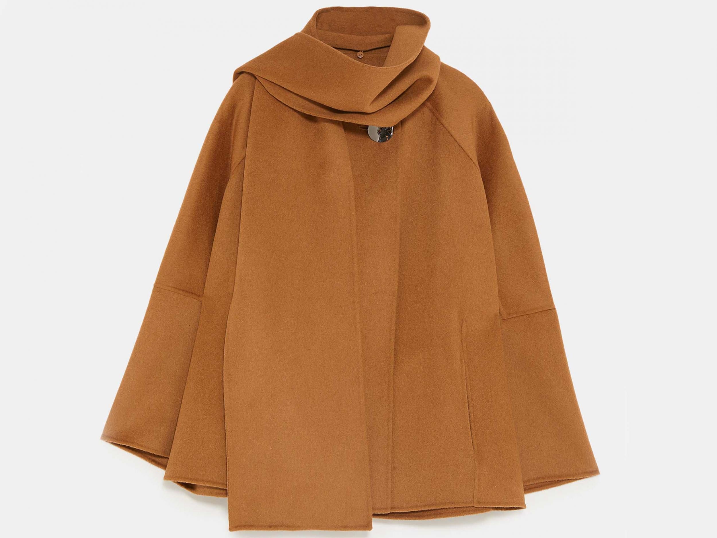 Cape coat with scarf, £99.99, Zara