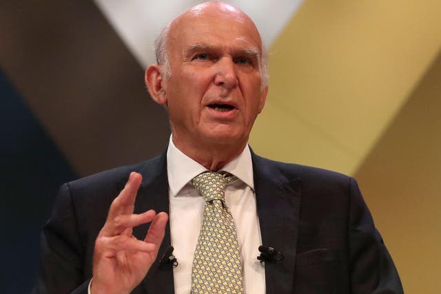 Britain's leader of the Liberal Democrats, Vince Cable delivers his Keynote Speech at the party's annual conference in Brighton, southern England, on September 18, 2018. (Photo by Daniel LEAL-OLIVAS / AFP)DANIEL LEAL-OLIVAS/AFP/Getty Images