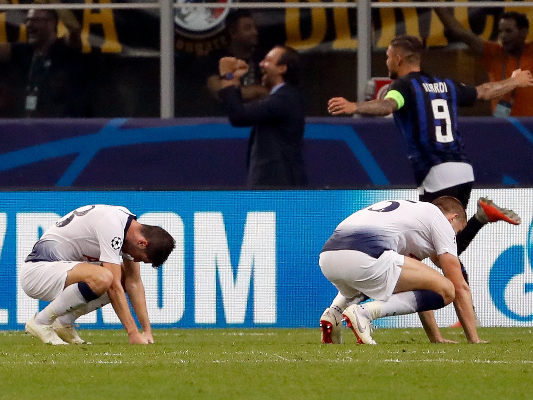 Tottenham players react to Mauro Icardi’s brilliant equaliser