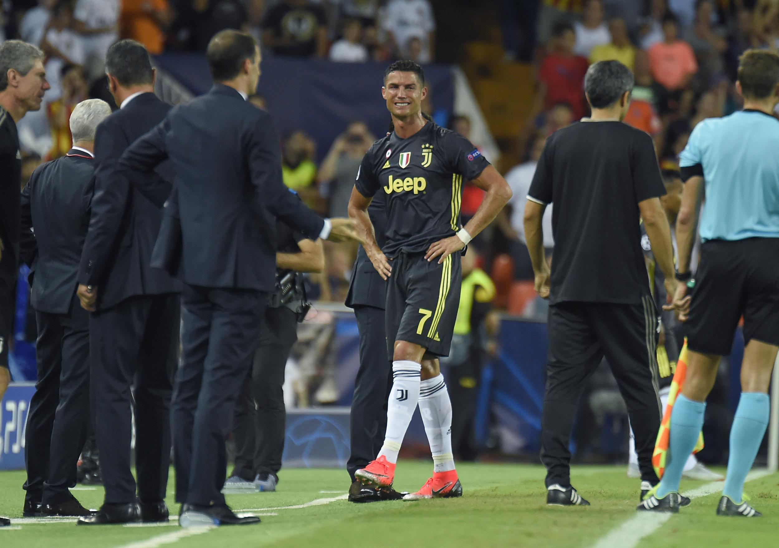 Cristiano Ronaldo cries after receiving a red card against Valencia