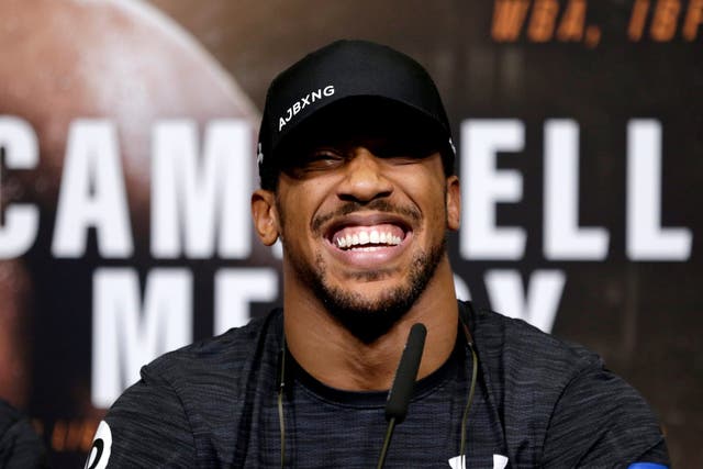 Anthony Joshua speaks to the media ahead of the bout