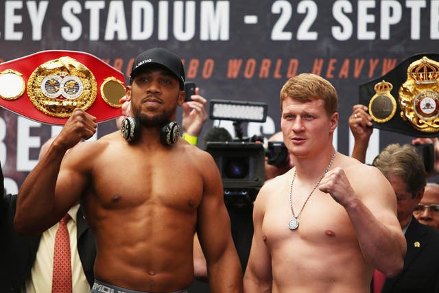 Anthony Joshua weighed in more than two stone heavier than his opponent