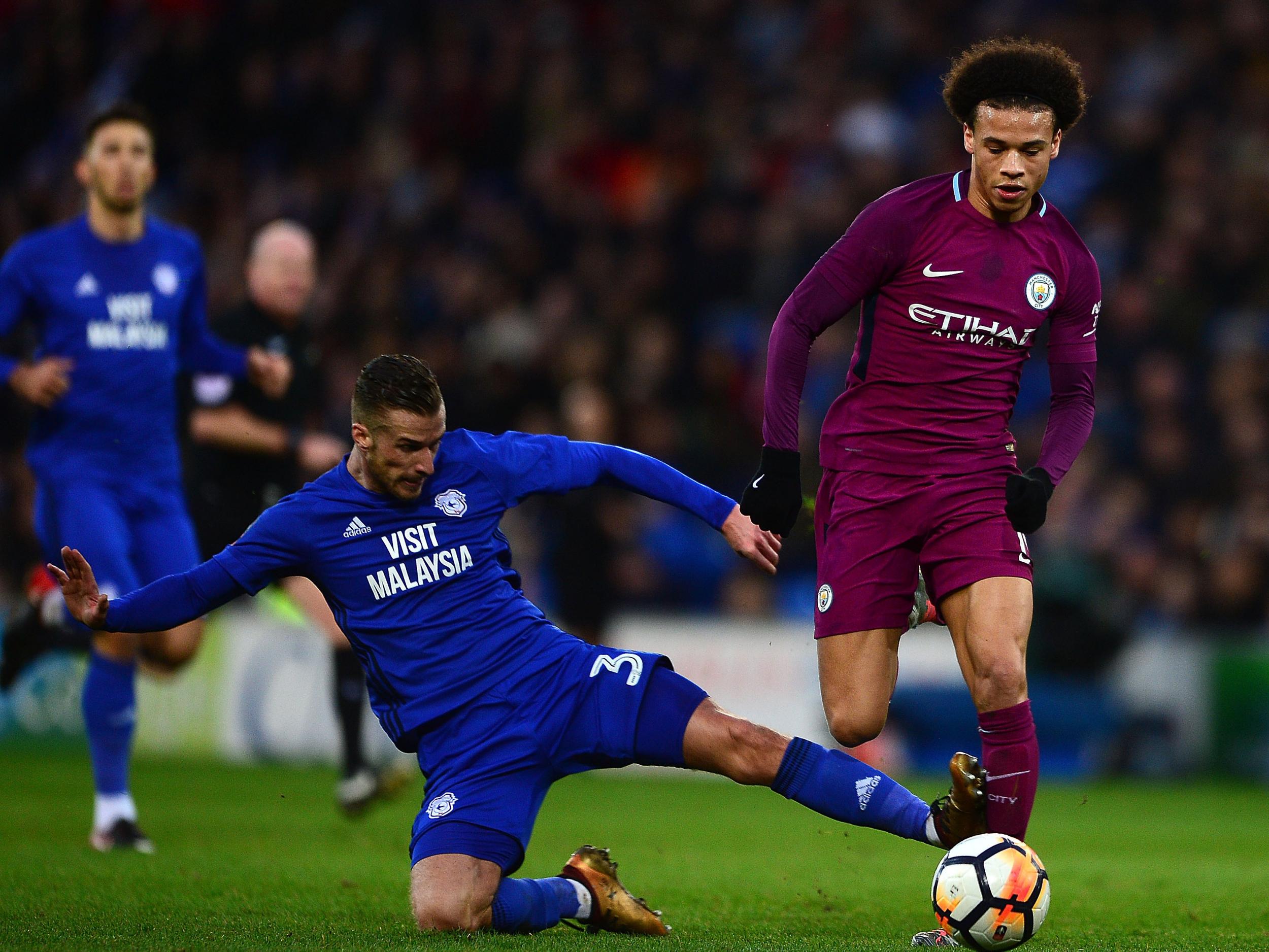 Leroy Sane was one of a number of City players on the receiving end of tackles