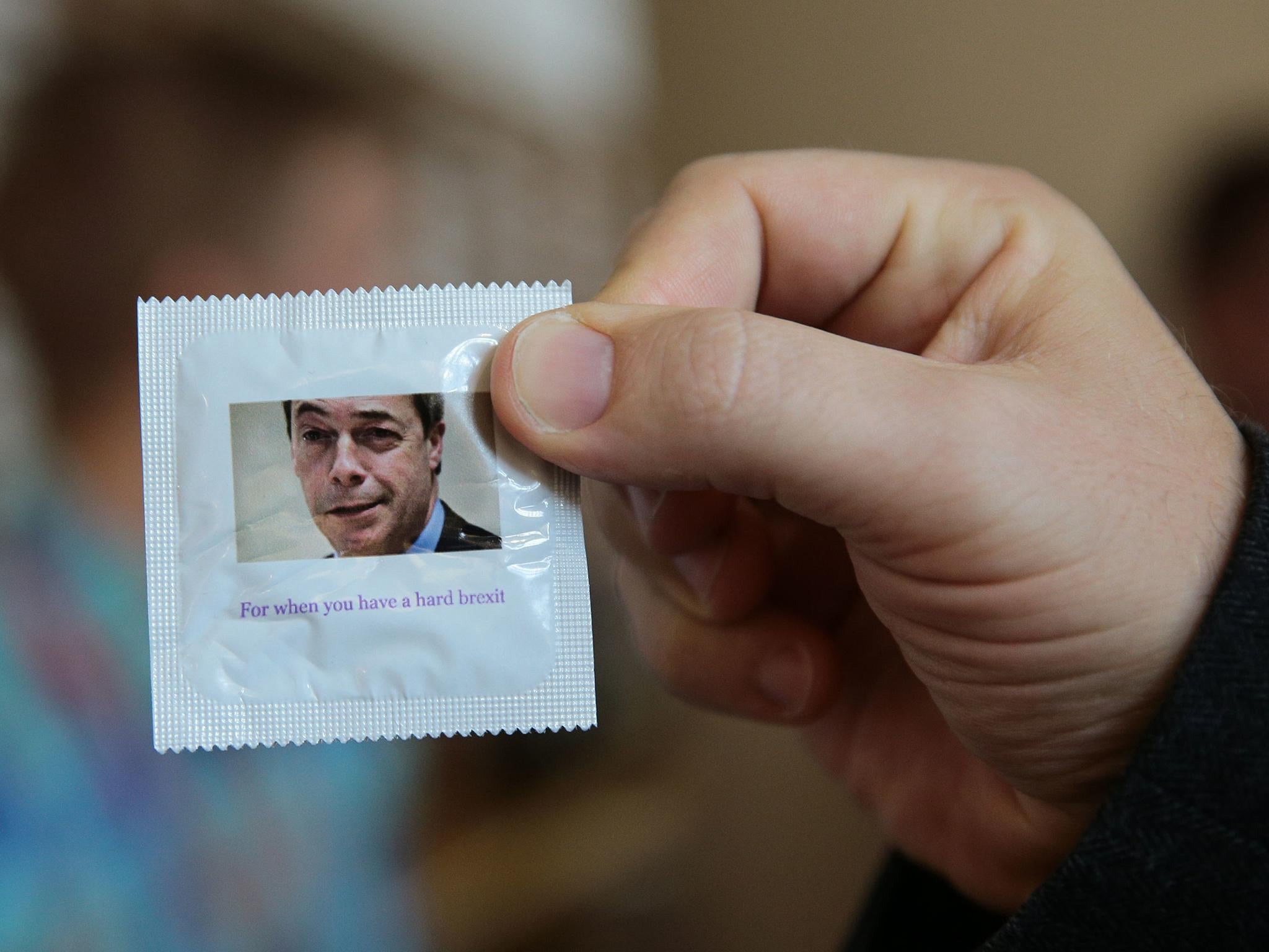 Rubber stamped: Nigel Farage condoms... yours for £1 a pop
