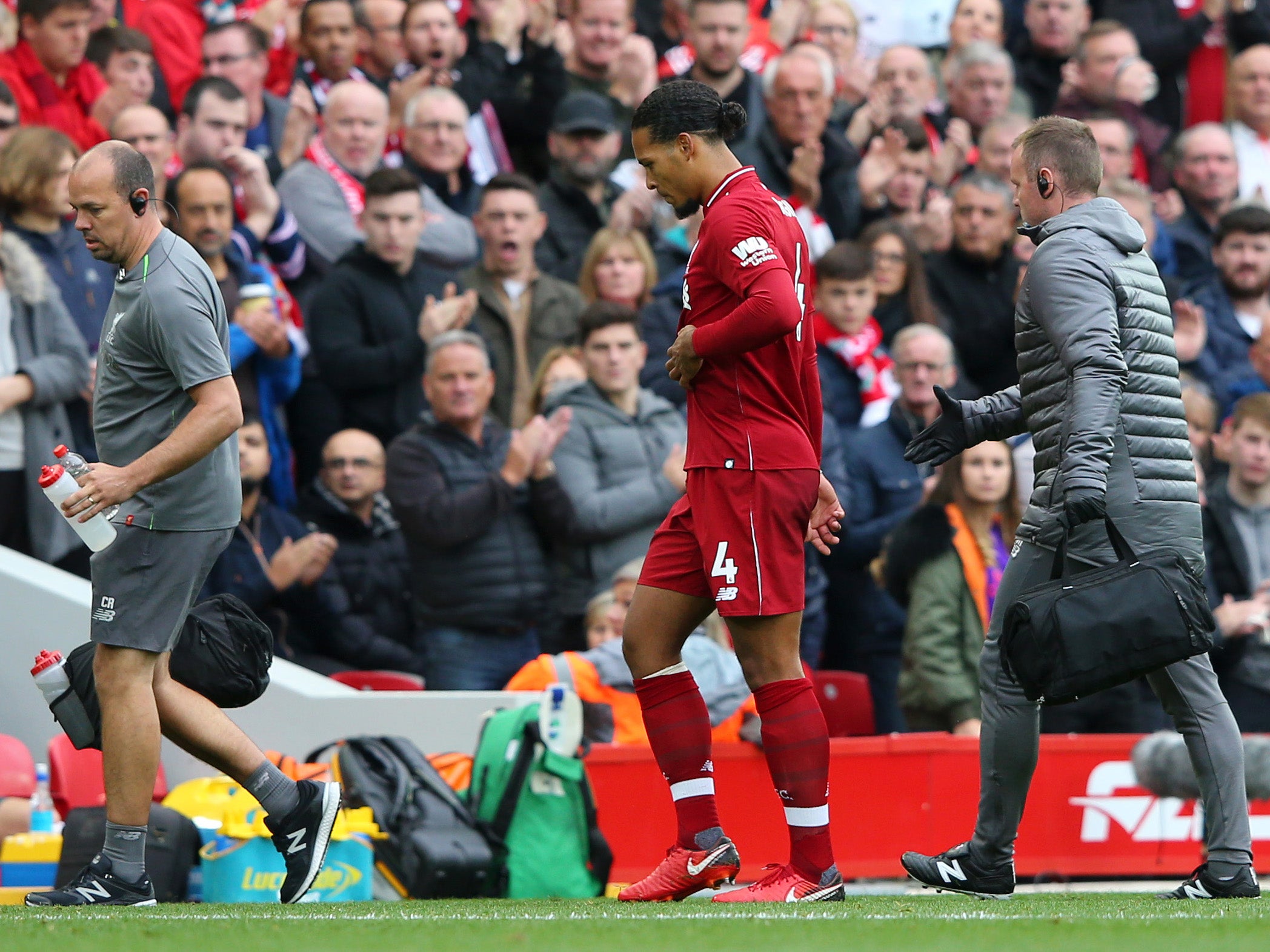 Virgil Van Dijk was forced off in the second half