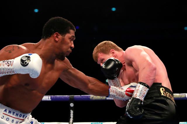 Anthony Joshua in action against Alexander Povetkin