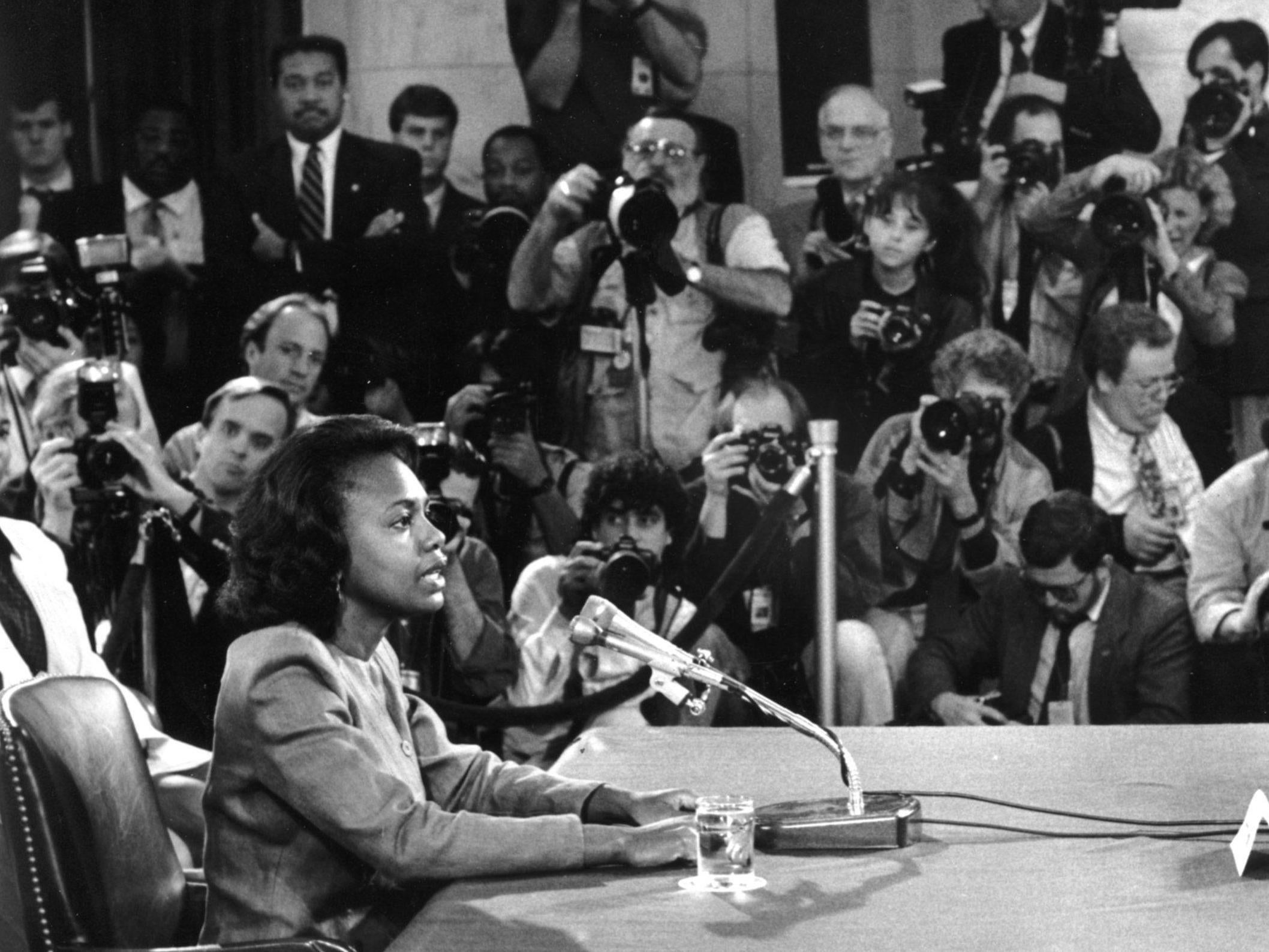 Anita Hill testifying before the Senate Judiciary Committee
