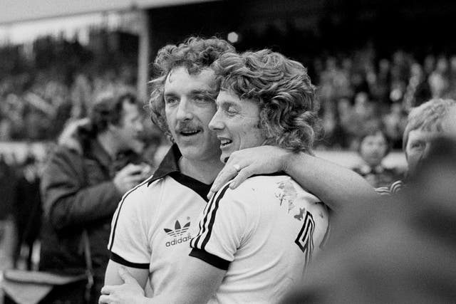 Beattie (left) and Clive Woods during Ispwich Town’s ultimately successful FA Cup campaign of 1978