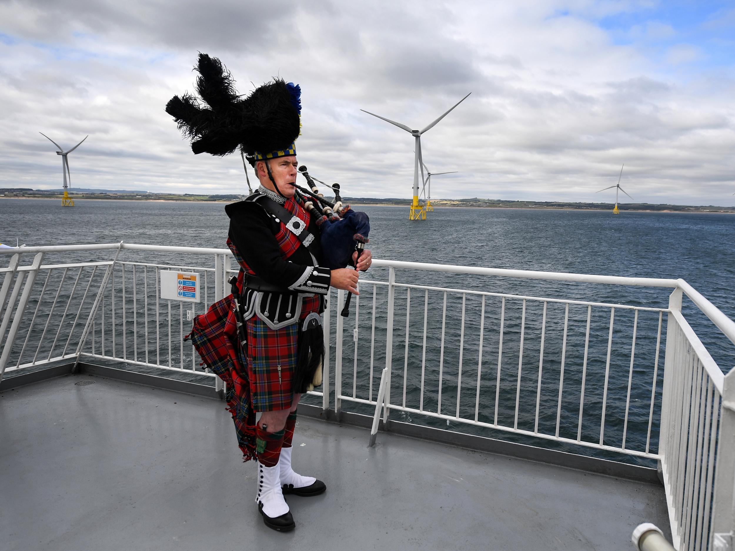 A piper at the launch of the European Offshore Wind Deployment Centre in Aberdeen Bay earlier this month
