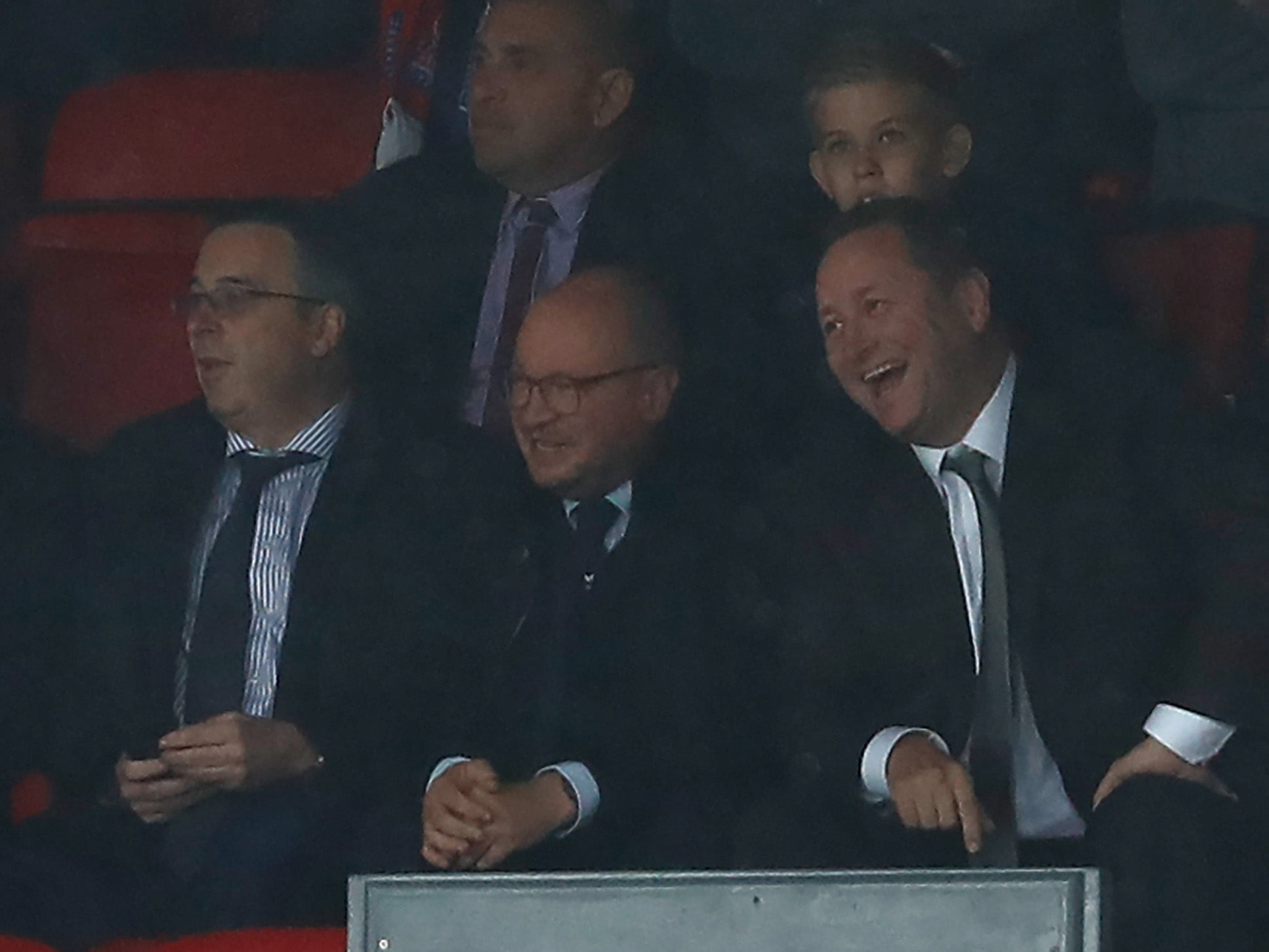 Mike Ashley (R) watched a Newcastle side devoid of attacking ambition