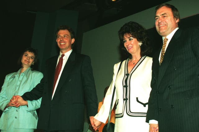 Red wall: Tony and Cherie Blair and John and Pauline Prescott in 2004
