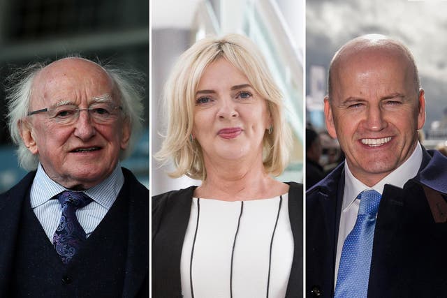 Michael D Higgins, Liadh Ni Riada and Sean Gallagher are among the six candidates contesting the Irish presidential election on 26 October