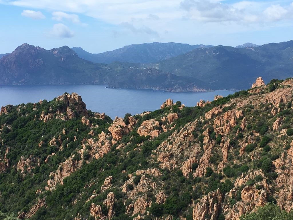 The blue and the green; the mountains and the sea: a classic Corsica landscape