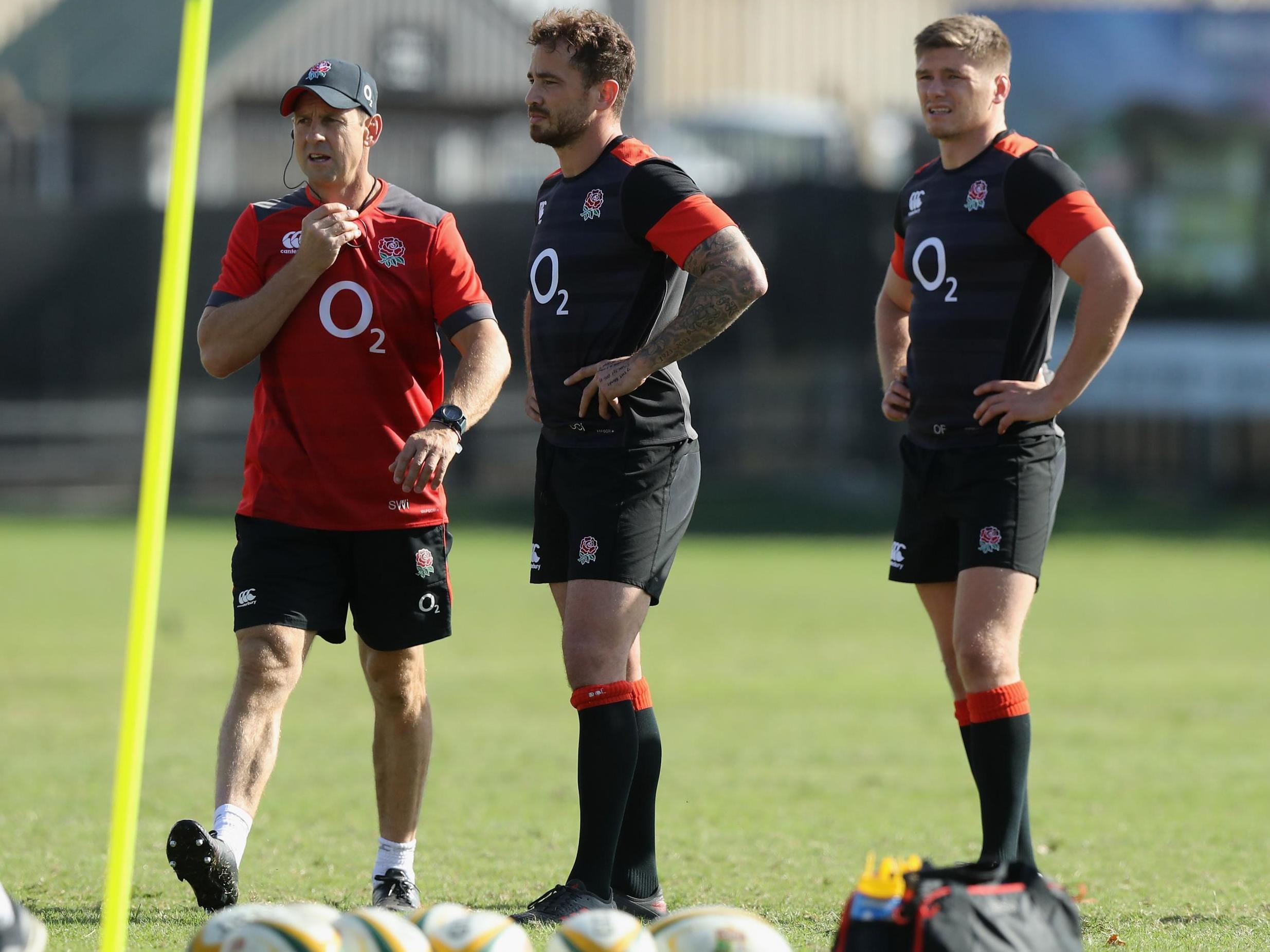 Wisemantel (left) insists Cipriani (centre) still has a role to play with the England squad