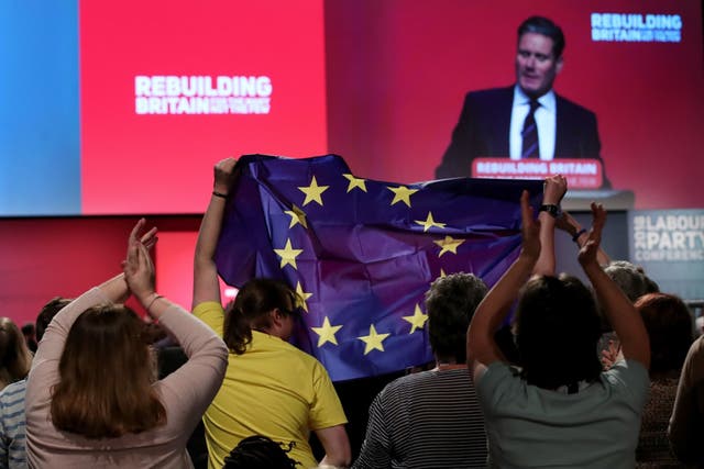 Keir Starmer received a standing ovation when he said the option of remaining in the EU should be kept open