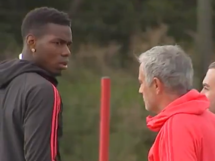 Paul Pogba and Jose Mourinho in frosty exchange at Manchester United training