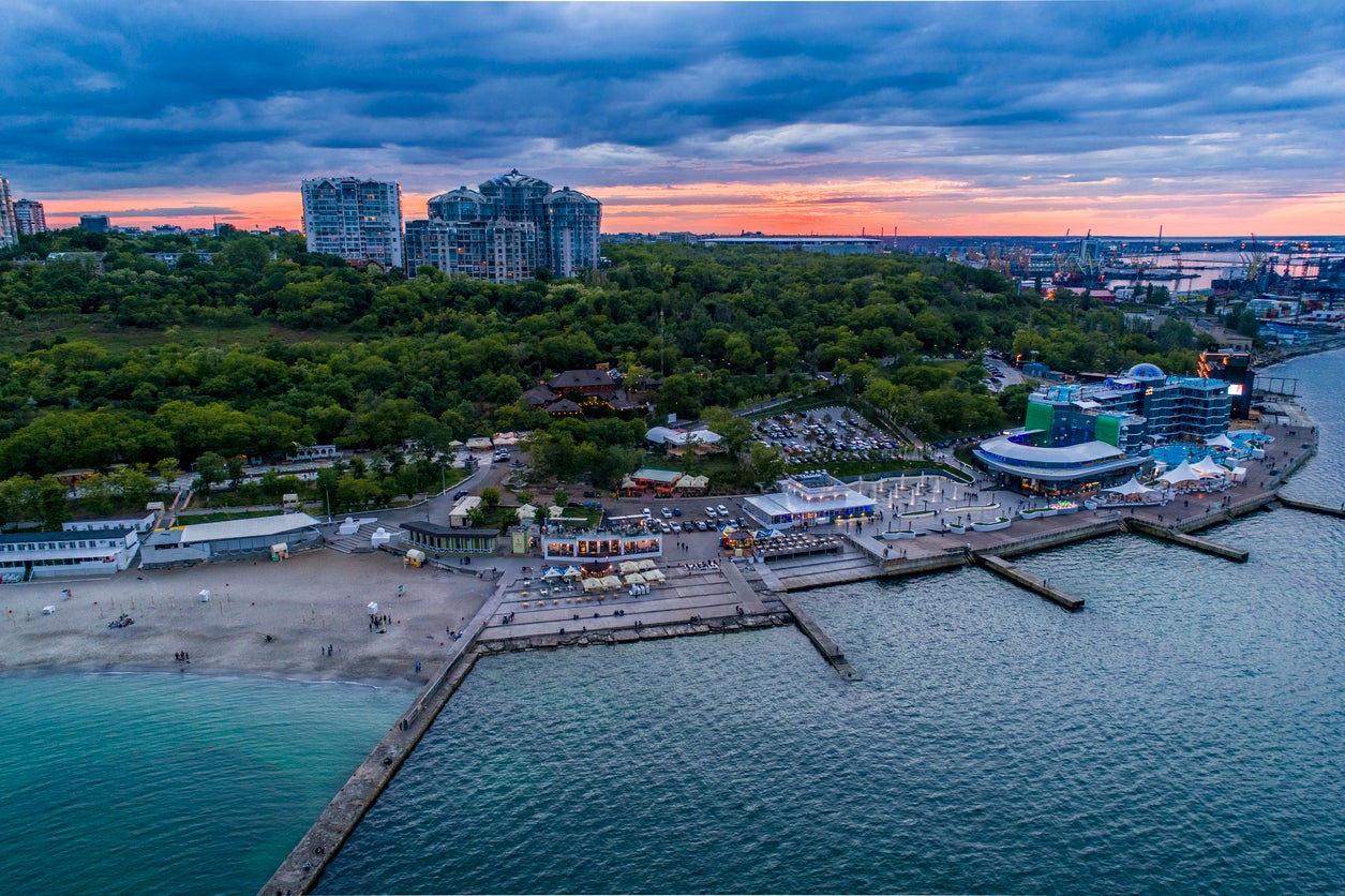 Shevchenka Park overlooks the city's Langeron Beach