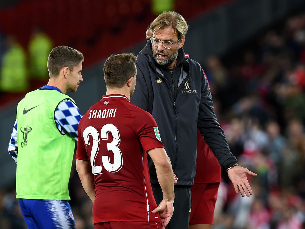 Liverpool manager Jurgen Klopp explains exchange with Xherdan Shaqiri was  over late free-kick | The Independent | The Independent