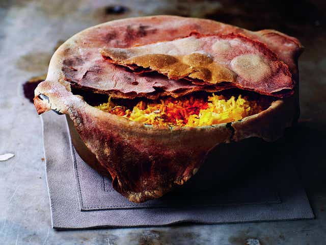 Using pastry as a lid to cook rice is a traditional method for slow cooking in India