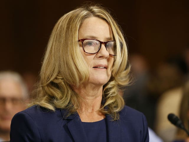 Dr Christine Blasey Ford in front of the Senate Judiciary Committee