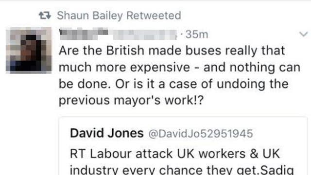 A retweet from London mayoral hopeful Shaun Bailey
