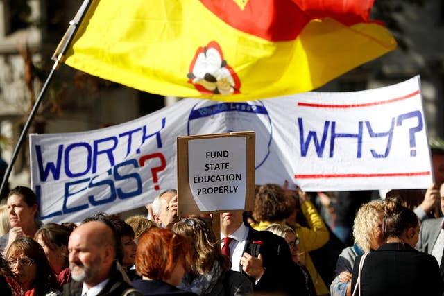 School headteachers demonstrate to demand better funding for education