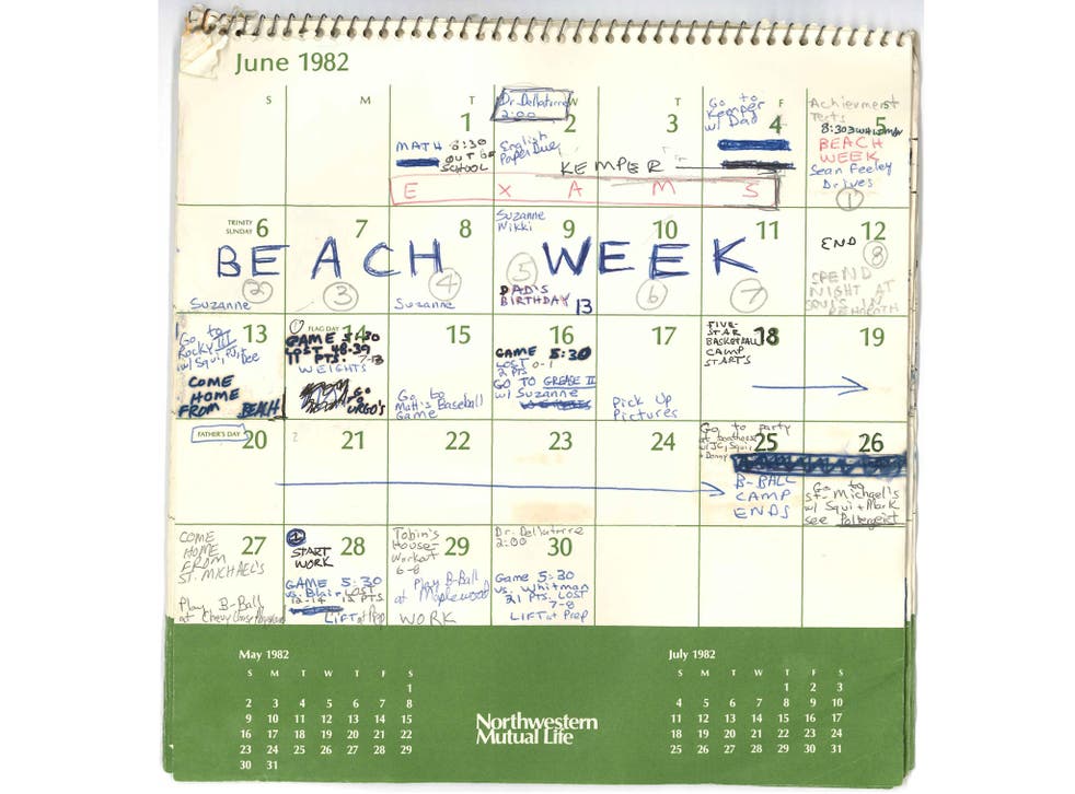  Brett Kavanaugh’s calendar entries from the kickass summer of 1982