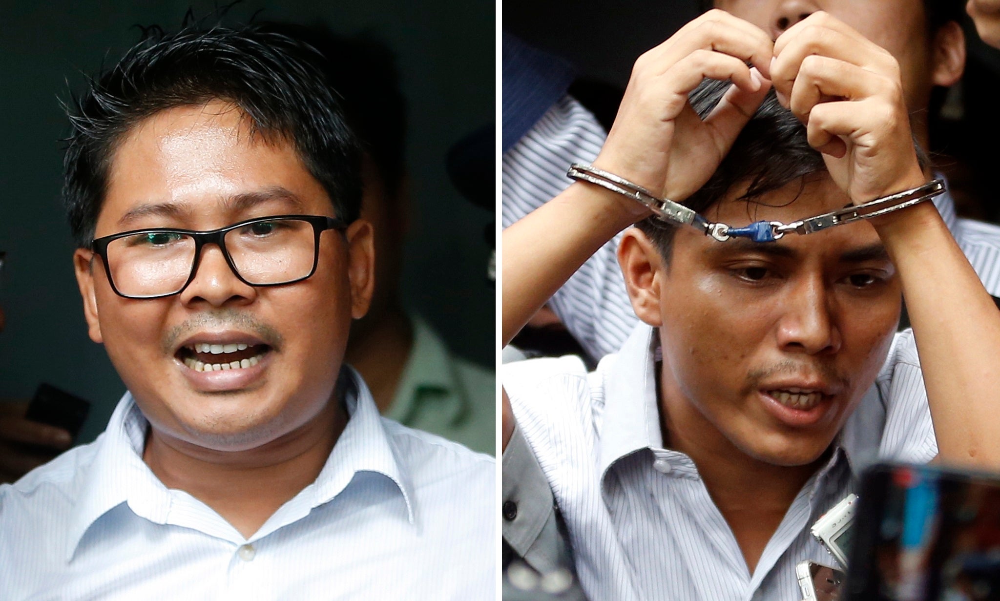 Kyaw Soe Oo and Wa Lone were jailed after uncovering evidence of extrajudicial killings (EPA)