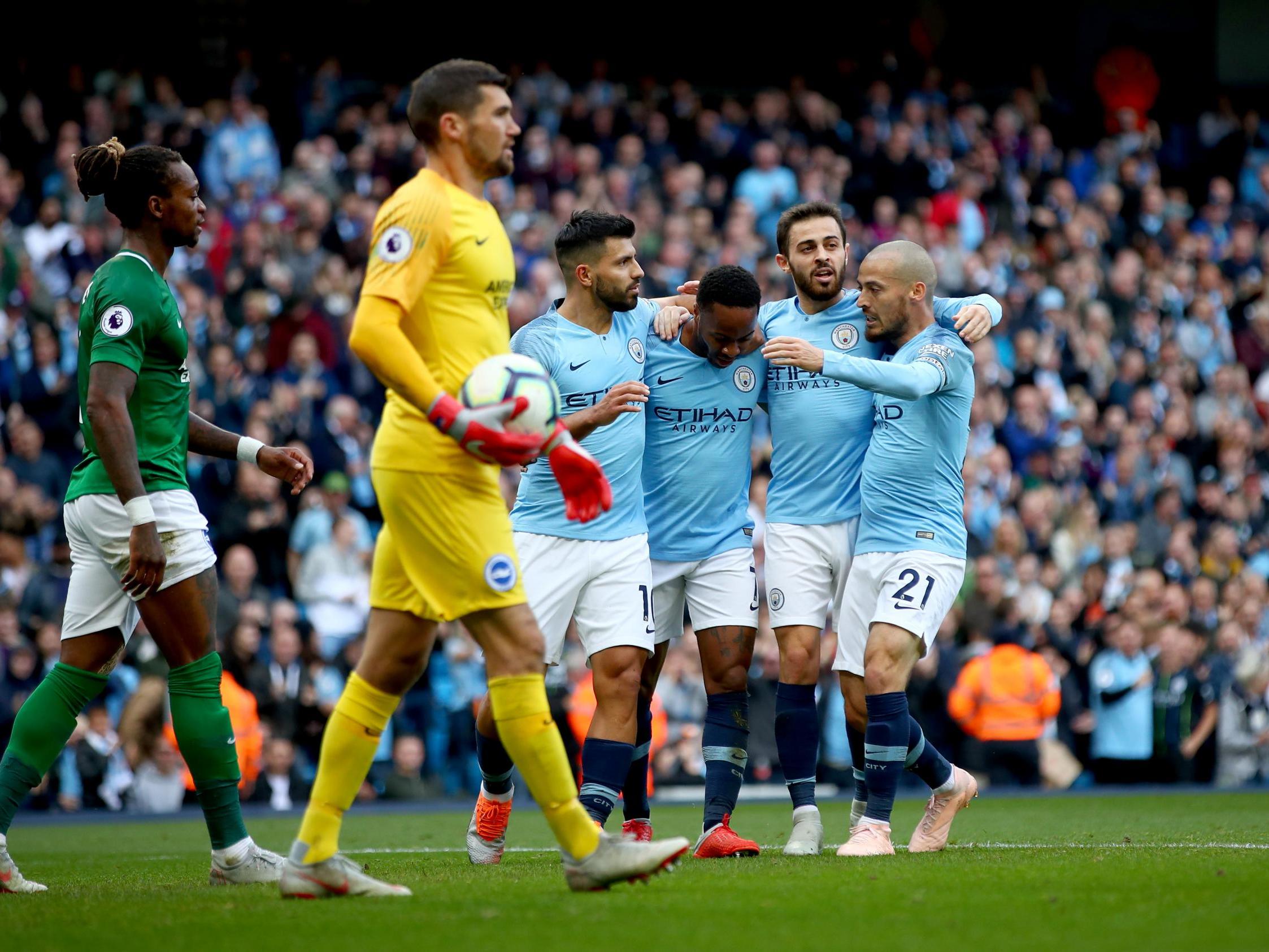 Raheem Sterling and Sergio Aguero sink spirited Brighton to keep ...