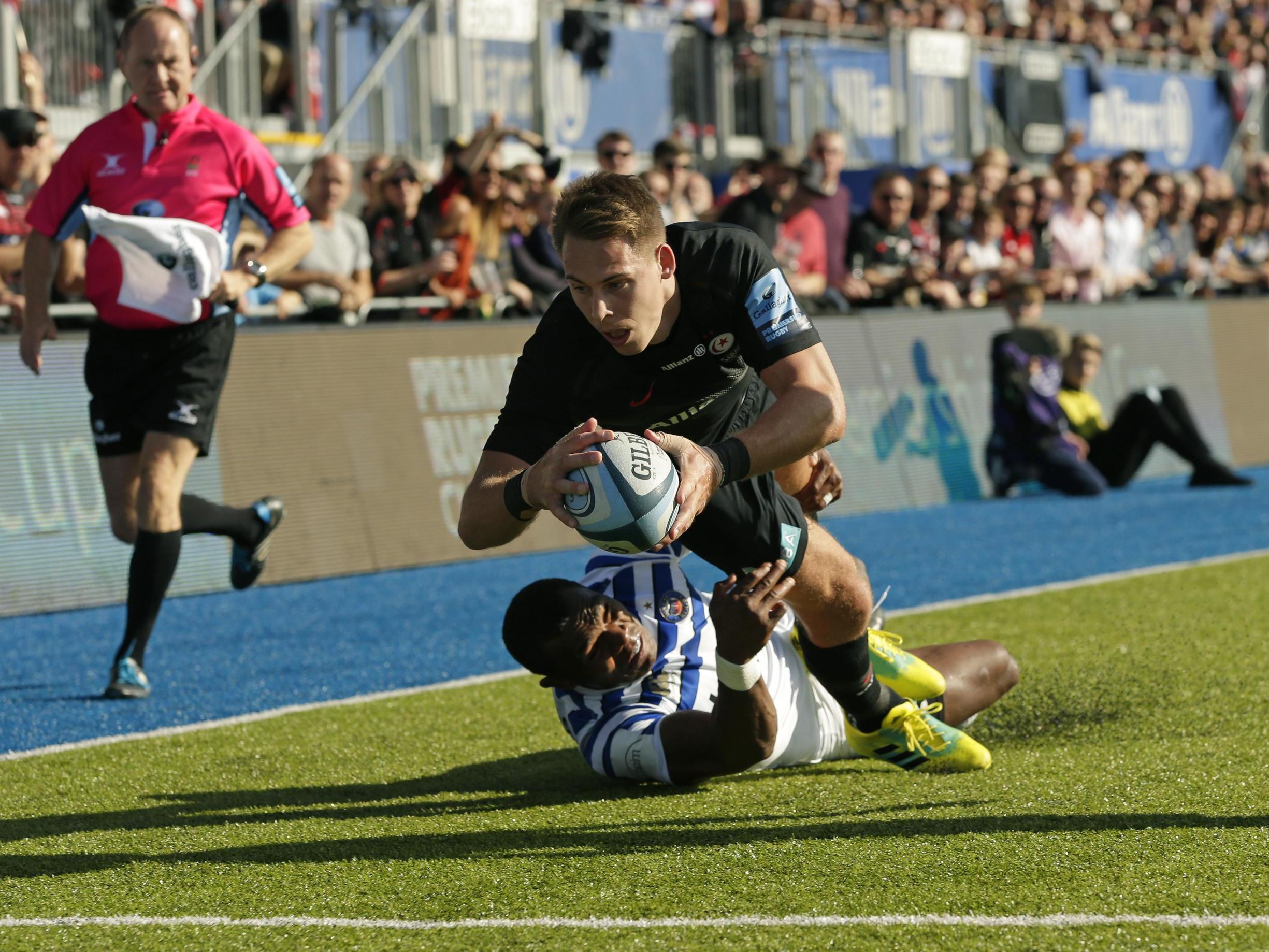 Liam Williams got the ball rolling with the first of eight Saracens tries