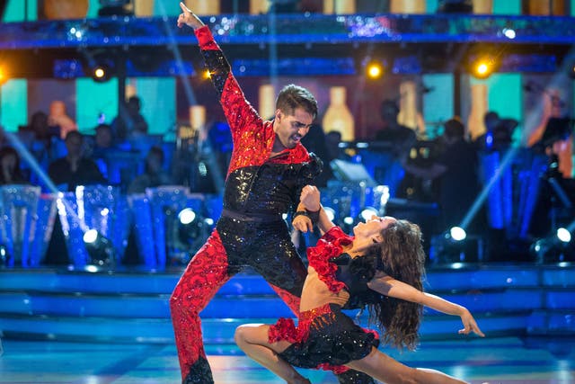 Janette Manrara's dress got stuck on the heel of her shoe as she danced with Dr Ranj Singh.