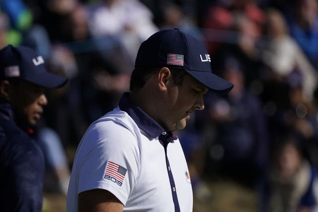 US golfer Patrick Reed takes part in his fourball match