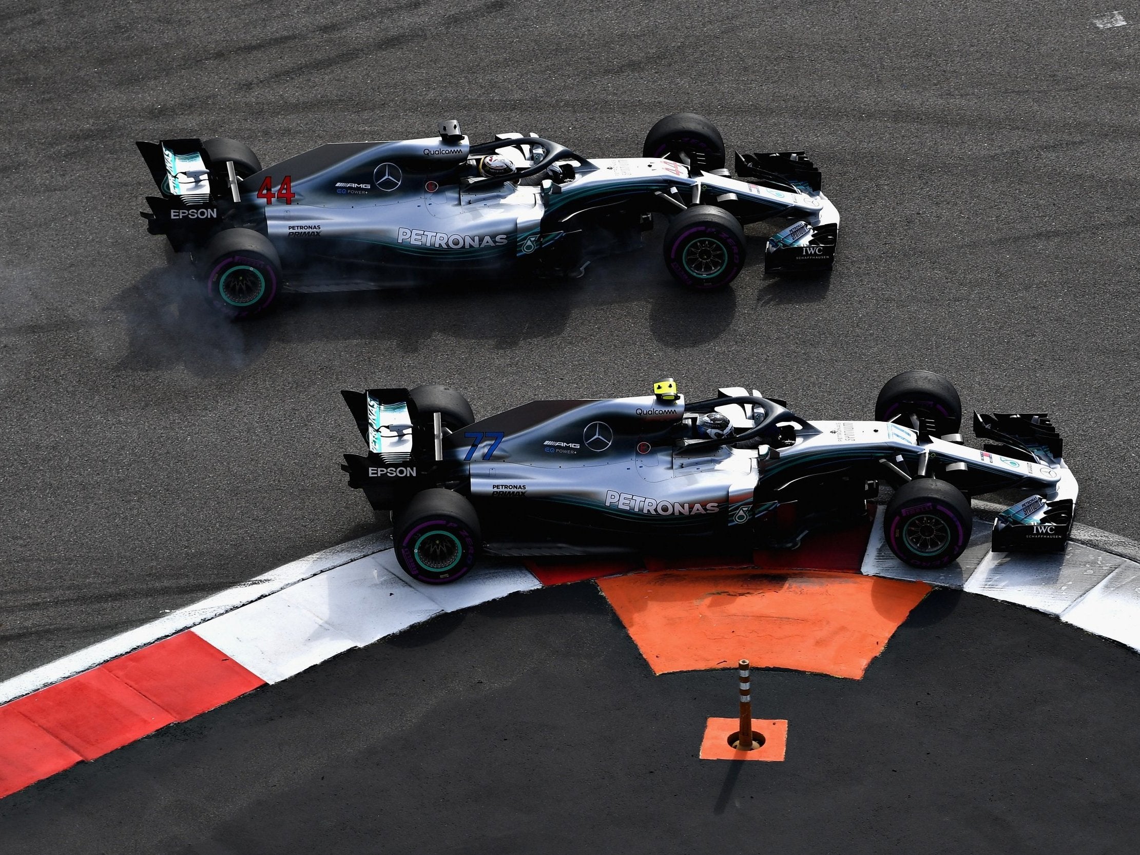 Mercedes ordered Valtteri Bottas to let Lewis Hamiltoin past to win the Russian Grand Prix (Getty )