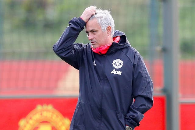 Manchester United manager Jose Mourinho during a training session