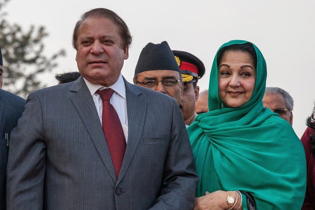 The couple on a visit to Kathmandu in 2014 – Nawaz spent her final days in London while her husband and daughter were in jail in their homeland