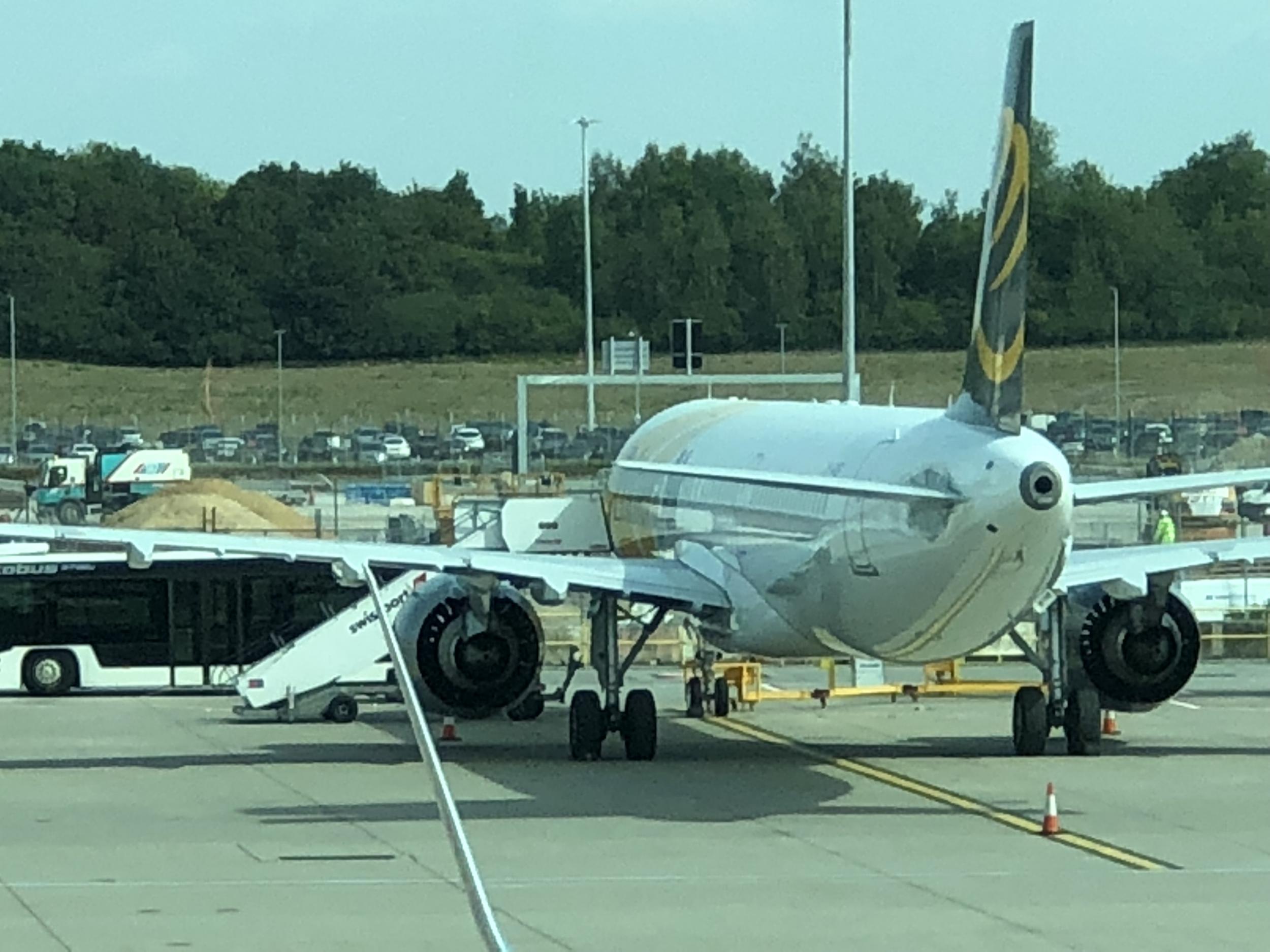 Going nowhere: Primera Air aircraft at Stansted Airport, believed to be the plane impounded for non-payment of charges