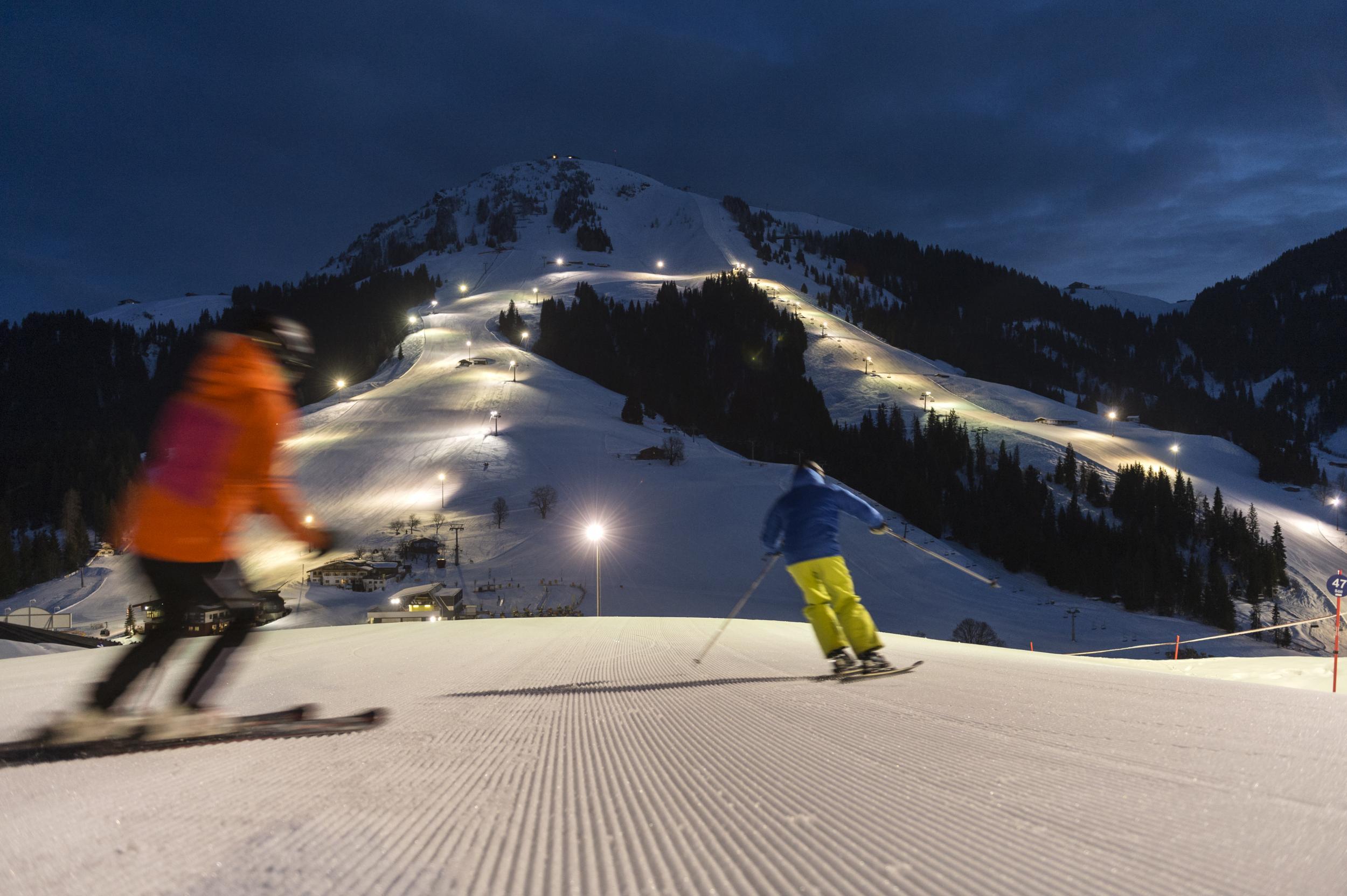 Tackle the floodlit slopes of SkiWelt