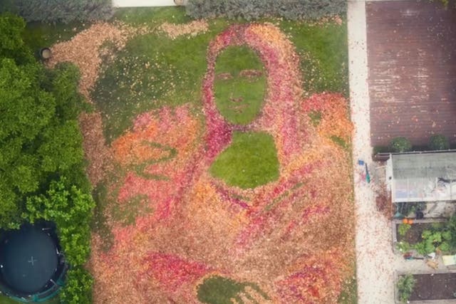 The 15m long natural replica of the famous Mona Lisa painting was created by Nathan Wyburn.