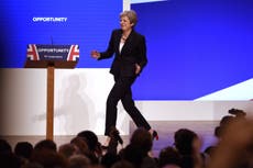 Theresa May dances on to stage for major conference speech