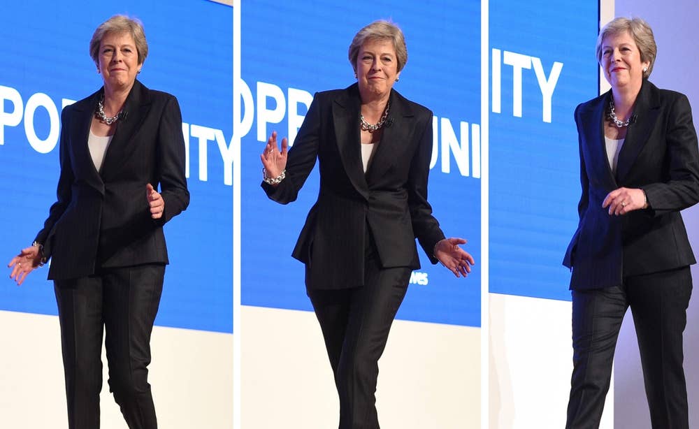 Theresa May Dances On To Stage For Major Conference Speech The